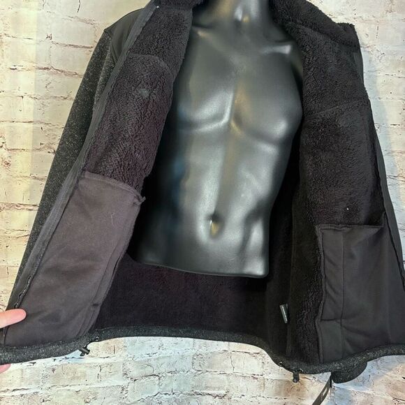 New Balance Stand Collar Black Fleece Full Zip Jacket Lined Gray Mens Medium NWT - Picture 4 of 8